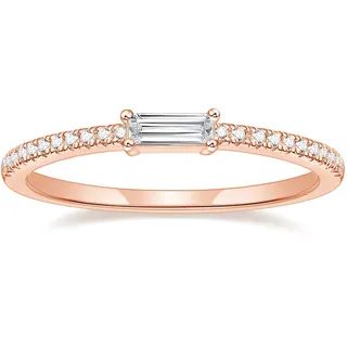Titaniumcentral Ringe Damen Vorsteckring Schmal Ewigkeitsringe Baguette-Schnitt Zirkonia Verlobungsringe Eheringe Trauringe