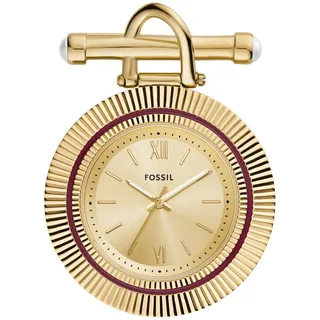 Fossil Quarzuhr »SCARLETTE« Damenuhr, Brosche, Ansteckschmuck, goldfarben