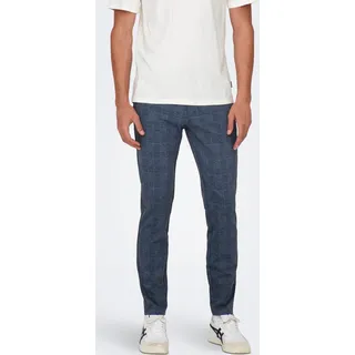 Elegante Chino Stoffhose Kariert | - Blau