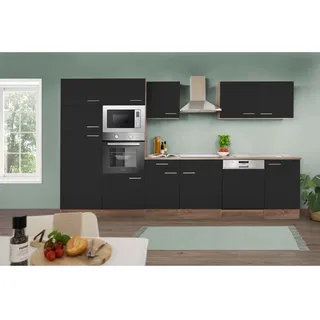 Respekta Küchenzeile Oliver 340 cm Schwarz-Eiche York