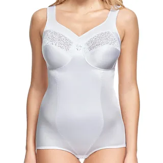 SUSA Korselett ohne Bügel Classics I Korselett Damen I Shapewear Damen stark formend I Mieder I Body mit Häkchenverschluss Formt Taille, Bauch & Po, Weiß (Weiß 003), 80D
