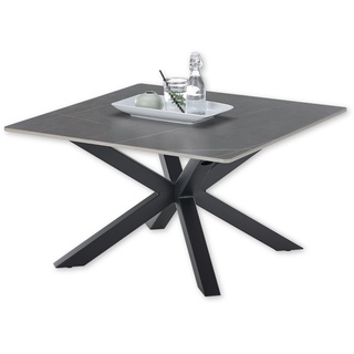 Stella Trading JANIN Grau - Moderner Wohnzimmertisch mit Keramikplatte und Metallgestell - 80 x 45 x 80 cm (B/H/T)