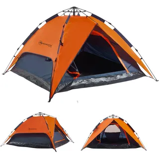 HikeMeister® Campingzelt Pop Up Zelt für 2 Personen - Wurfzelt - Atmungsaktiv - 2 Mann Camping Zelt Festival Zelt Angel Zelt Schnellaufbau - Model 2 - Orange, Blau