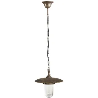 Pendelleuchte Hängeleuchte Außen D: 25 cm Messing Glas Bronze Antik IP44