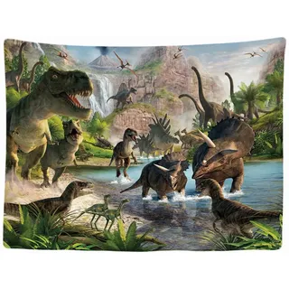 Ulticool - Wandteppich Dekoration Wohnung - Dinosauriergruppe T-Rex Tiere - 200 x 150 cm groß - Wandtuch Wandbehänge - Accessoires für Schlafzimmer Wohnzimmer Kinderzimmer