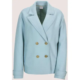 Jackenblazer MADELEINE "Wollblazer Stillvoller Zweireiher aus Schurwolle", Damen, Gr. 46, blau (bleu), Obermaterial: 100% Schurwolle WV., Modern, Blazer Jackenblazer, Zweireiher aus gekochter Wolle
