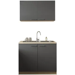 Respekta Merle Pantry-Küche mit integrierter Spüle 100 cm grau