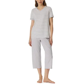 Schiesser Schlafanzug kurz Set 3/4 Lange Hose Kurzarm Oberteil weiche Baumwolle - Nightwear