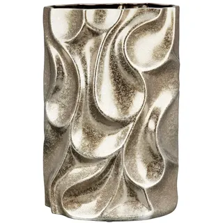 Gilde Deko Keramik Vase Blumenvase - wasserdicht Europäische Herstellung - Deko Wohnzimmer - Farbe: Silber Höhe 37 cm