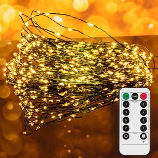 Uten Lichterkette Außen, Weihnachtsbaum Beleuchtung 12m mit 240 LED, Batteriebetrieb und USB, Fernbedienung, 8 Modi, Grüne Weihnachtsbelechtung, für Innen Party Hochzeit