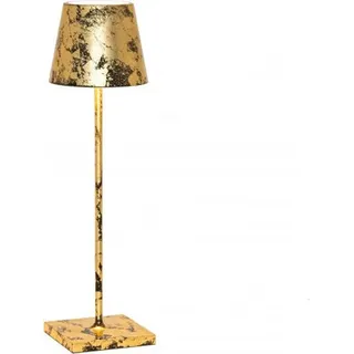 ZAFFERANO Poldina PRO Tischleuchte Schwarz Blatt Gold Farbe Craquelé - Schwarz, Gold