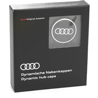 Audi 4M8071006A Dynamische Nabenkappen (4 Stück) Radnabenkappen, schwarz/Silber, 20.6 x 18.2 x 4.7 cm