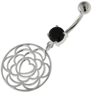 Firetti Bauchnabelpiercing »Schmuck Geschenk Piercing Silber 925 Körperschmuck Mandala Herz«, mit Zirkonia (synth.), silberfarben