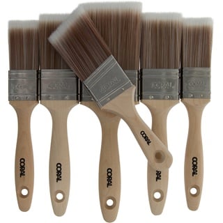 Coral 31599 Maler-Pack Pinsel 6 Stück Professionelle Qualität mit FSC-Holz 6 Stück Set 2 x 3,8 cm, 2 x 5,1 cm, 7,6 cm und 5,1 cm Stubby Pinsel