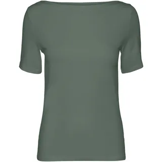 VERO MODA Damen Einfarbiges Stretch T-Shirt Basic Top Kurzarm Oberteil mit U-Boot-Ausschnitt VMPANDA