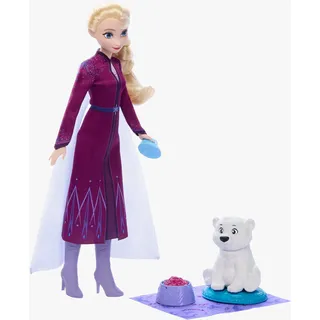 Mattel Die Eiskönigin Elsa Puppe und Bärenjunges-Figur mit 4 Zubehörteilen