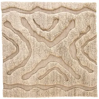 P & B Hochflorteppich , Weiß, Beige , Textil , Uni , rechteckig , 400x400 cm , Handmade in Indonesia , leicht zusammenrollbar , Teppiche und Böden, Teppiche, Hochflorteppiche & Shaggys