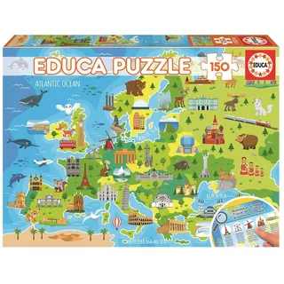 Educa - Europakarte, 150 Teile Puzzle für Kinder ab 6 Jahren, Landkarte, Lernpuzzle (18607)