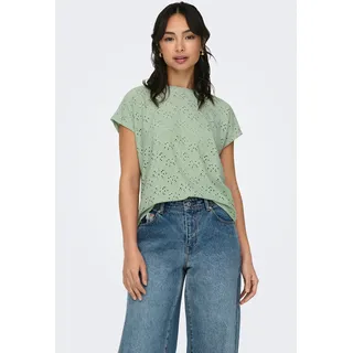 Kurzarmshirt ONLY "ONLSMILLA LIFE S/S TOP JRS NOOS", Damen, Gr. XL (42), grün (frosty grün), Jersey, Obermaterial: 94% Polyester, 6% Elasthan, unifarben, regular fit normal, Rundhals, Shirts Kurzarmshirt, regular fit, modisch, Single Jersey, Materialmix, Rundhals