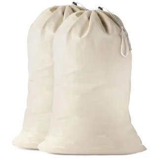 Handy Laundry Baumwoll-Wäschesack, der extra strapazierfähige, waschbare Wäschesack mit Kordelzug ist ein toller Stoff-Aufbewahrungsbeutel für Schlafsack, Leinenkorb, Korb und Reisen, (2er-Pack)