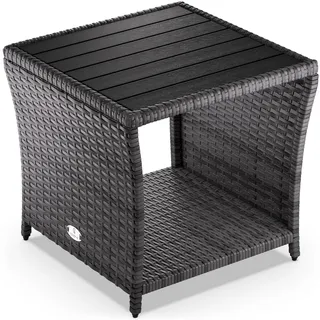 CASARIA® Polyrattan Beistelltisch mit WPC Tischplatte Grau - Grau