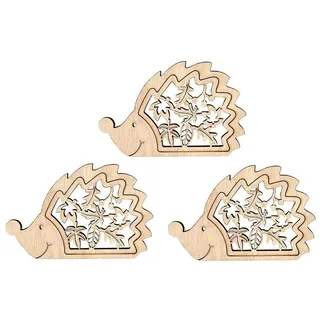 Ideen mit Herz Igel | Holz | 10 cm x 6,5 cm | 3 mm stark | Mit gelaserten Deko-Elementen | 3 Stück