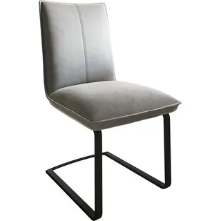 DeLife Freischwinger Lelio-Flex Samt Grau Freischwinger flach Schwarz Taschenfederkern