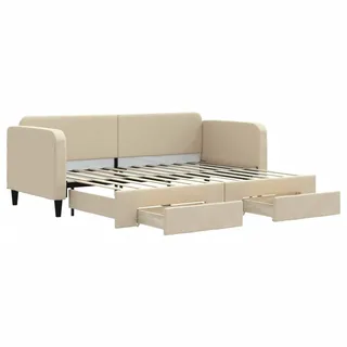 vidaXL Tagesbett Ausziehbar mit Schubladen Creme 80x200 cm Stoff