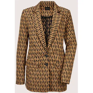 Jackenblazer MADELEINE "Blazer Langer Jersey-Blazer mit Reverskragen", Damen, Gr. 44, schwarz (caramel, schwarz, grau), Obermaterial: 43% Polyester PES. 34% Polyamid PA. 18% Baumwolle CO. 5% Elasthan EL., Modern, normal, Blazer Jackenblazer