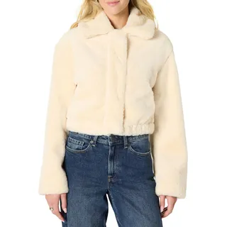 Amazon Essentials Damen (Demis Favorit) Oversize-Jacke Aus Kunstfell Mit Kragen, Creme, L