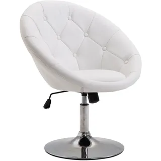 HOMCOM Sessel Wohnzimmer Relaxsessel mit Stahlbasis aus Kunstleder Weiß | Loungesessel, Lesesessel, Polstersessel für Schlafzimmer