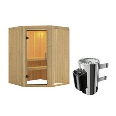 KARIBU Sauna »Wolmar«, inkl. 3.6 kW Saunaofen mit integrierter Steuerung, für 3 Personen - beige