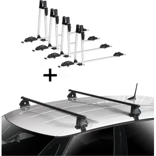 4x VDP Fahrradträger ALU Premium + Dachträger VDP EVO Stahl kompatibel mit für Renault Laguna II 5 Türer 2001-2007