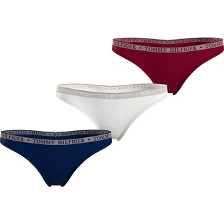 Tommy Hilfiger Damen 3er Pack Strings Lace Thong Tangas, Mehrfarbig (Des Sky/White/Rouge), XL