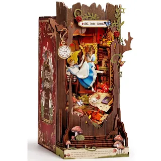 Rolife Book Nook Kit für Erwachsene DIY Miniature House mit Licht Fall into Wonder Booknook Bausatz 3D-Holzpuzzle Bücherstütze für Regal Bibliothek Bücherregal Dekoration