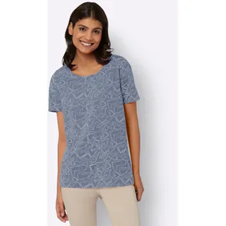 T-Shirt CLASSIC BASICS "Druck-Shirt", Damen, Gr. 56, blau (taubenblau, bedruckt), 100% Baumwolle, bedruckt, gemustert, mehrfarbig, Rundhals, Shirts T-Shirt