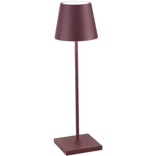 Zafferano, Poldina Pro Lampe, Kabellose, Wiederaufladbare Tischlampe mit Touch Control, Auch für den Außenbereich Geeignet, Dimmer, 2200-3000 K, Höhe 38 cm, Farbe Bordeaux