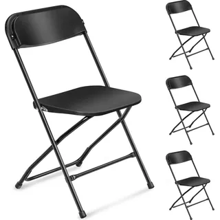 FCH Klappstuhl 4er Set Platzsparend Klappbar Leicht Tragbar Wetterfest Garten Terrasse Balkon Camping Stuhl Sessel, bis 150kg - Schwarz
