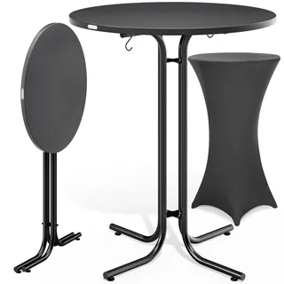 Stehtisch Grau 110x80cm + Stehtischhusse Anthrazit Ø80cm