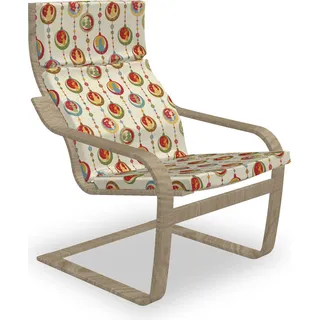 ABAKUHAUS Weihnachten Poäng Sessel Polster, Ball Deer Sankt-Elf, Sitzkissen mit Stuhlkissen mit Hakenschlaufe und Reißverschluss, Mehrfarbig