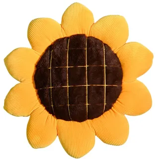 Uposao 3D Plüsch Gelbe Sonnenblumen Dekokissen, 38CM Blumenform Sitzkissen Plüsch Weiche Dekorative Sofa Kissen Tatami Sitzkissen Zierkissen Dekoration für Sofa Couch Schlafzimmer Kinderzimmer