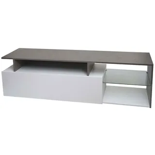Mendler TV-Rack HWC-L35, Lowboard Fernsehtisch Sideboard TV-Schrank Kommode, Holz 47x170x40cm Staufach, Beton-Optik weiß