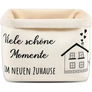 Xuniea Brotkorb Viele schöne Momente IM NEUEN ZUHAUSE Geschenk zum Umzug oder Auszug Brötchenkorb Einzugsgeschenk Brottasche Geschenkidee zum Einzug Brotkorb aus Stoff (Weiß)
