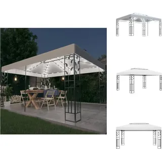 vidaXL Pavillon mit Doppeldach & LED-Lichterkette 3x4 m Weiß - Pavillons & Partyzelte