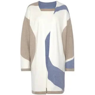 LASCANA Longstrickjacke Damen creme-beige-blau Gr.36/38