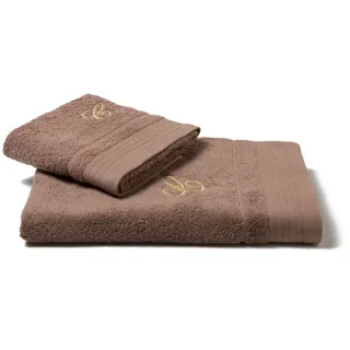 Caleffi Handtuch mit Gästehandtuch aus Baumwolle Bestickt Kaffee - 71349