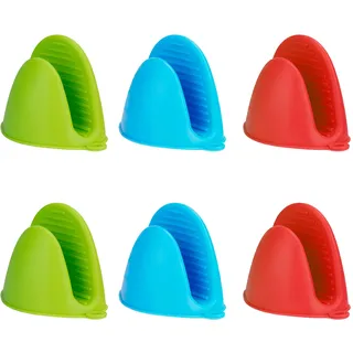 Mini-Ofenhandschuh Silikonofen Verdicken Topflappenhandschuhe Silikon Topflappen Ofen Hitzebeständig Handschuhe für Küche Kochen Backen 3 Paare (3 Farben)