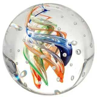 Traumkugel 172 Glaskugel, bunte Spiralen mit vielen Blasen, Briefbeschwerer, Wunschkugel ca. 6,5-7 cm