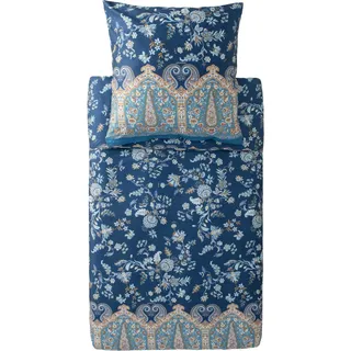 Bassetti Satin-Bettwäsche-Garnitur INDIAN ROSES Farbe B2 BLU Größe 240x220+2x80x80 - Blau