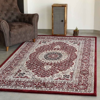 VIMODA Klassisch Orient Teppich dicht gewebt in Dunkel Rot, Maße:120 x 170 cm